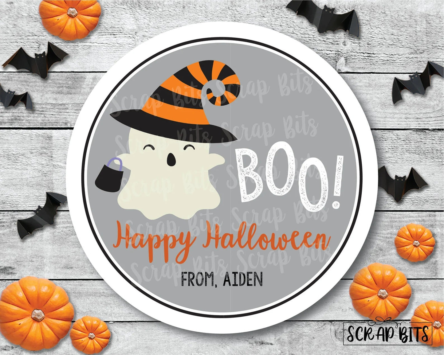 Ghost Stickers . Halloween Treat Bag Stickers or Tags - Scrap Bits