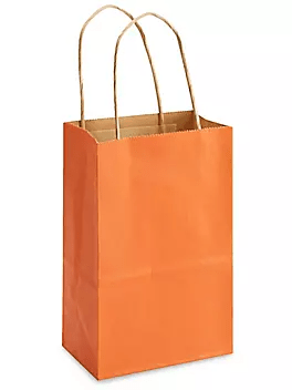 Gift Bags with Handles, Orange Favor Bags . Rose Size Shopping Bags 5-1/4" x 3-1/2" x 8-1/4" - Scrap Bits