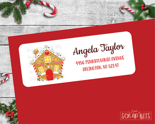 Gingerbread House . Christmas Address Labels - Scrap Bits