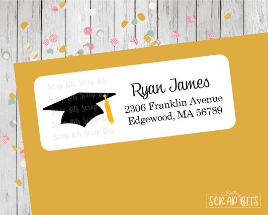 Graduation Cap Address Labels . Personalized Return Address Labels - Scrap Bits