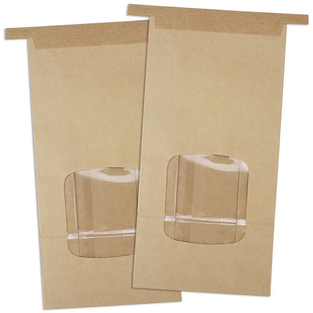 Gusseted Bakery Bags with Window Front, Kraft Coffee Bags with Tab Lock - 1 pound - Scrap Bits