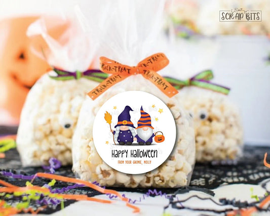 Halloween Gnomes . Halloween Treat Bag Stickers or Tags - Scrap Bits