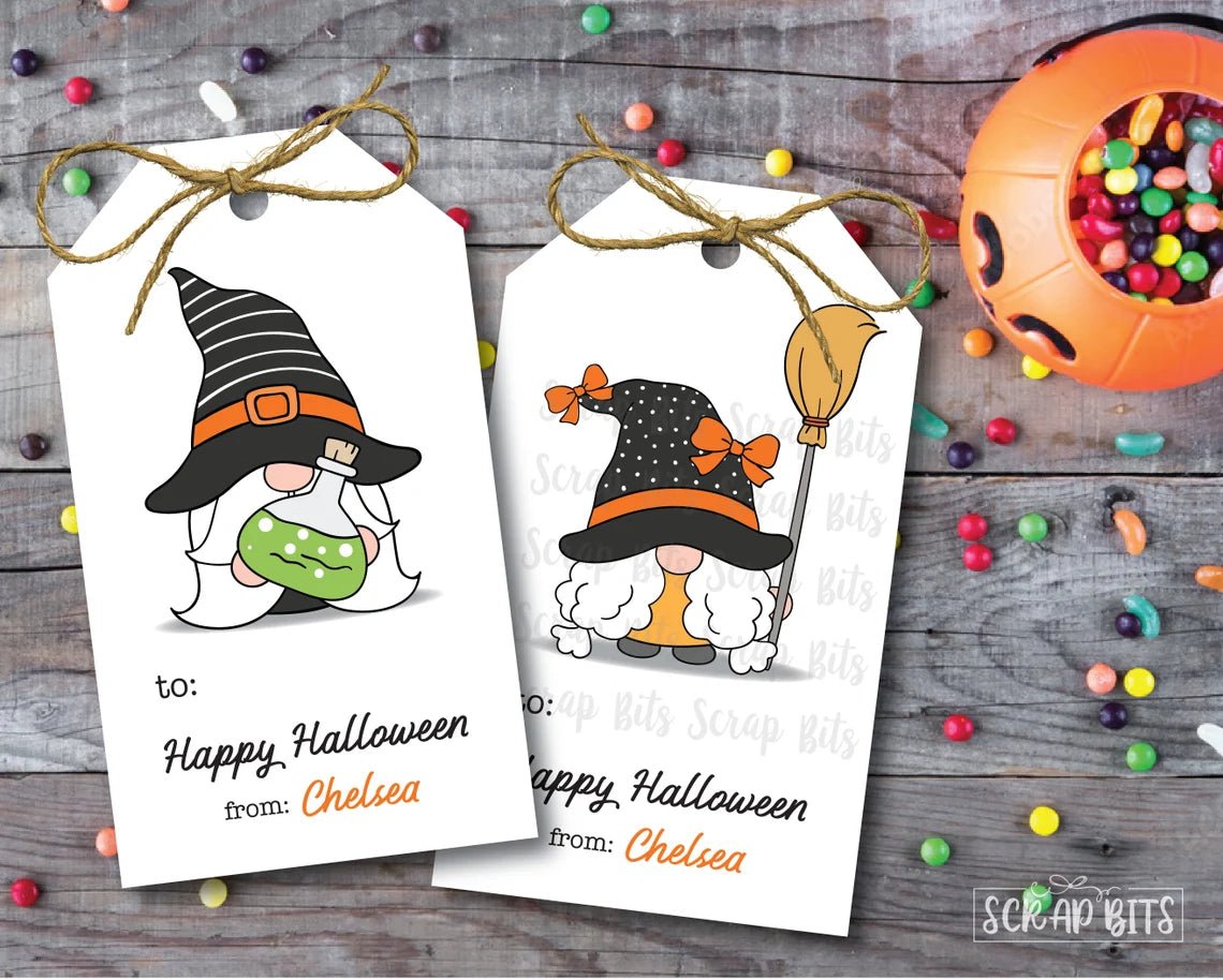 Halloween Gnomes Tags . Halloween Treat Bag Tags - Scrap Bits