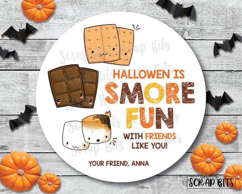 Halloween is Smore Fun . Halloween Smores Treat Bag Stickers or Tags - Scrap Bits