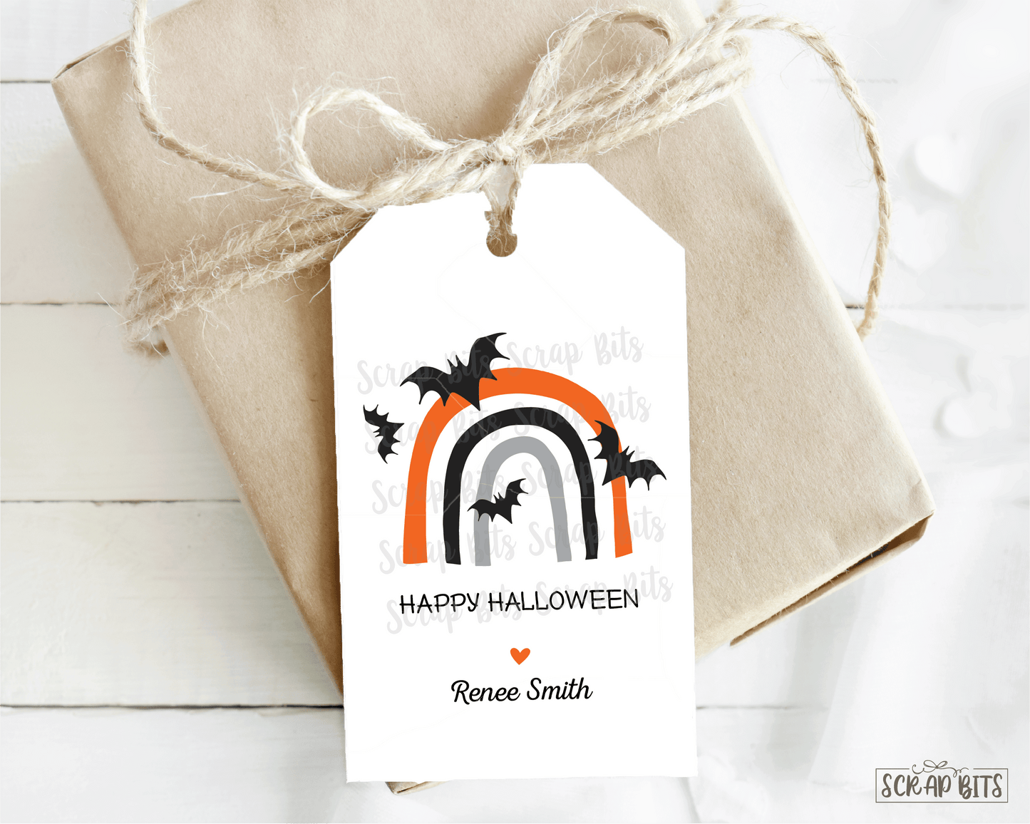 Halloween Rainbow Tags, Flying Bats . Halloween Treat Bag Tags - Scrap Bits