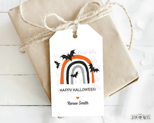 Halloween Rainbow Tags, Flying Bats . Halloween Treat Bag Tags - Scrap Bits
