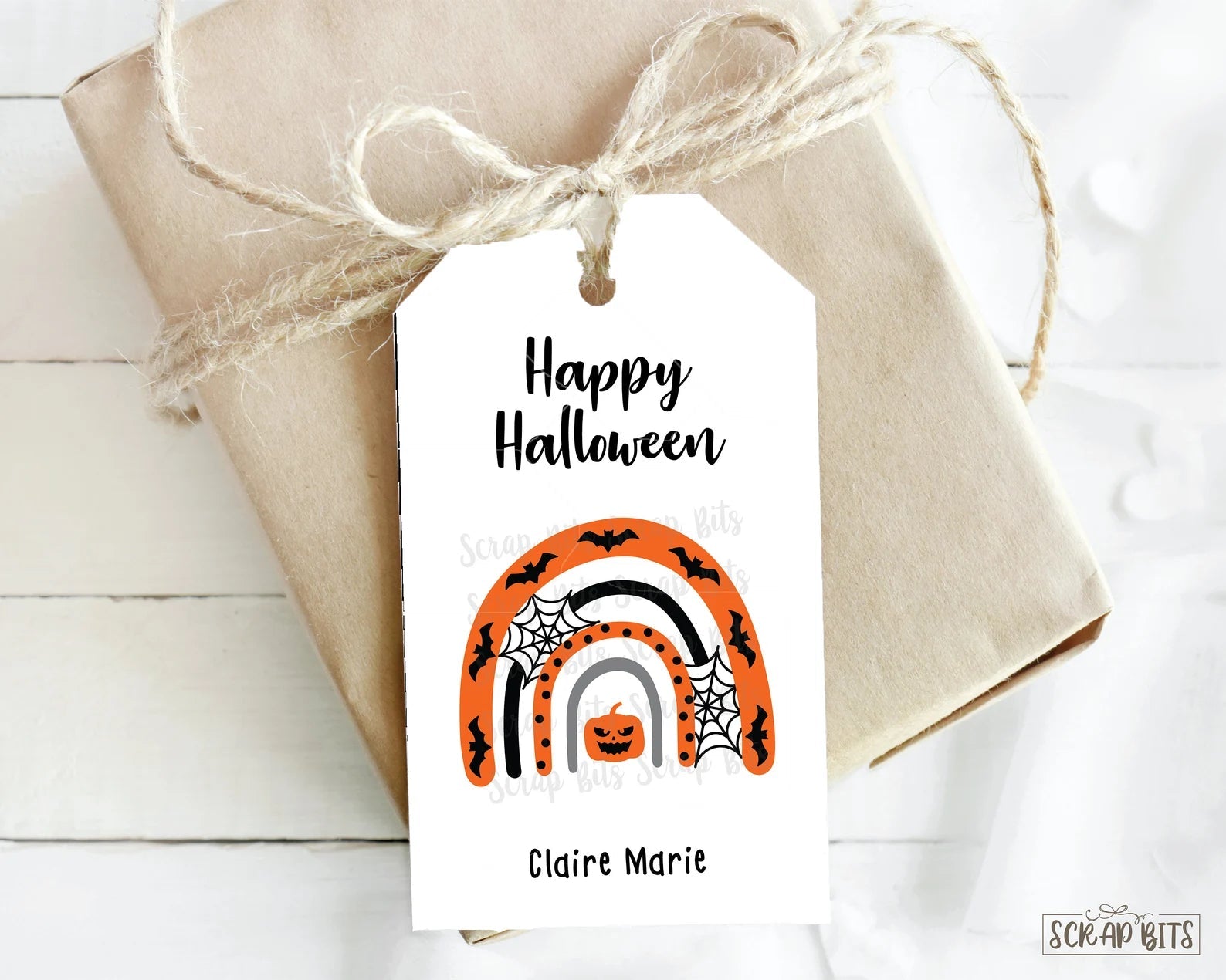 Halloween Spiderweb Rainbow Tags . Halloween Treat Bag Tags - Scrap Bits