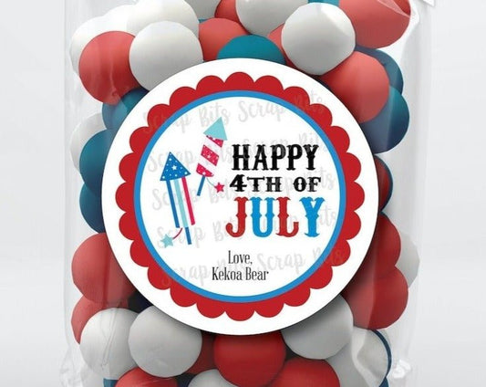 Happy 4th of July Rockets Treat Bag Stickers or Tags - Scrap Bits