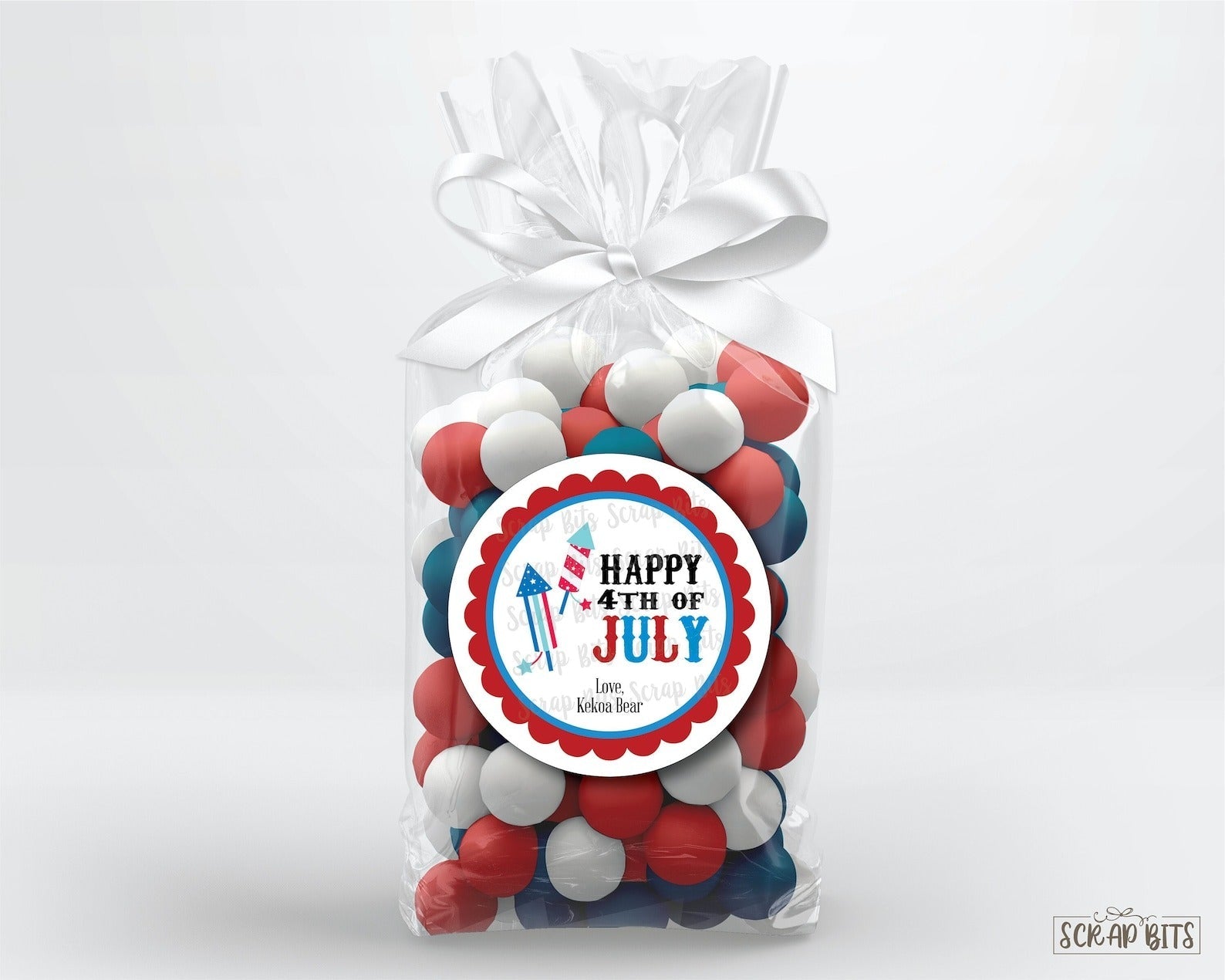 Happy 4th of July Rockets Treat Bag Stickers or Tags - Scrap Bits