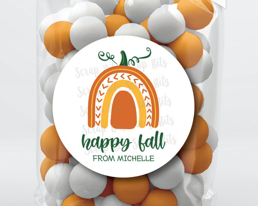 Happy Fall Pumpkin Rainbow, Fall Stickers or Tags - Scrap Bits
