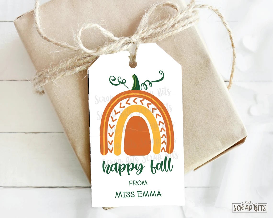 Happy Fall Tags, Pumpkin Rainbow Fall Tags - Scrap Bits