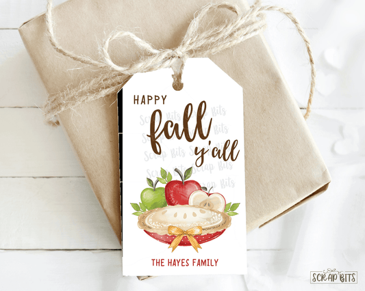 Happy Fall Y'all Tags, Apple Pie Tags . Fall Gift Tags - Scrap Bits