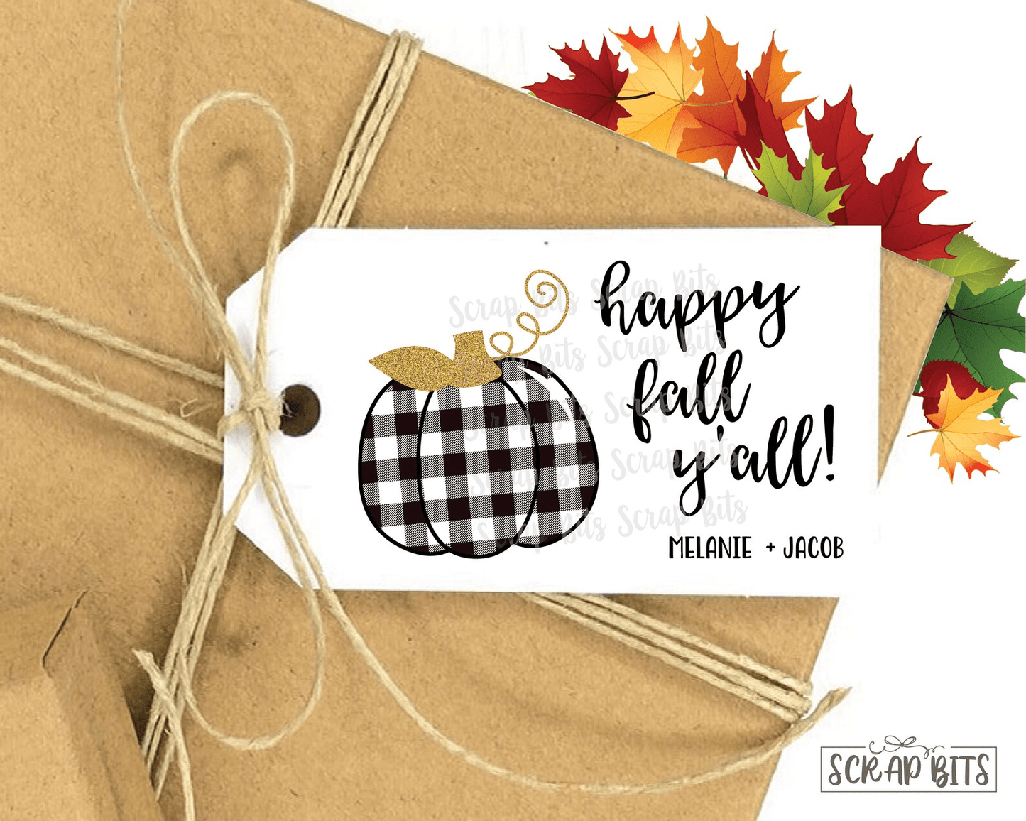Happy Fall Y'all Tags, Buffalo Plaid Pumpkin Tags . Fall Gift Tags - Scrap Bits