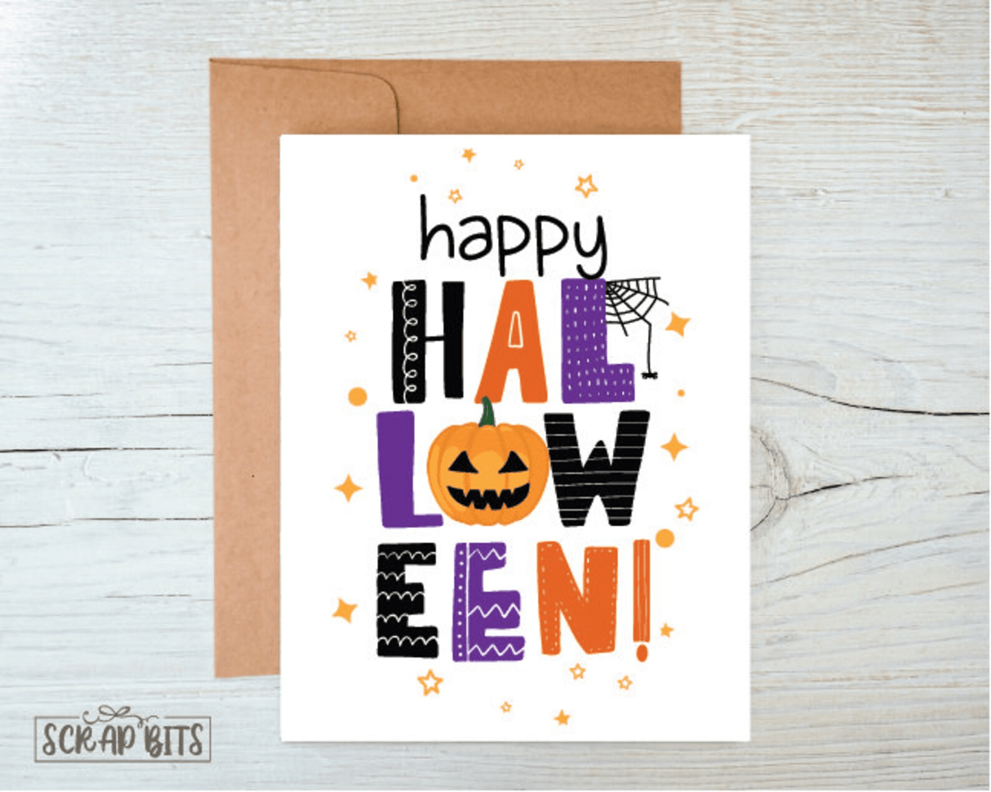 Happy Halloween Card, Collage Lettering - Scrap Bits