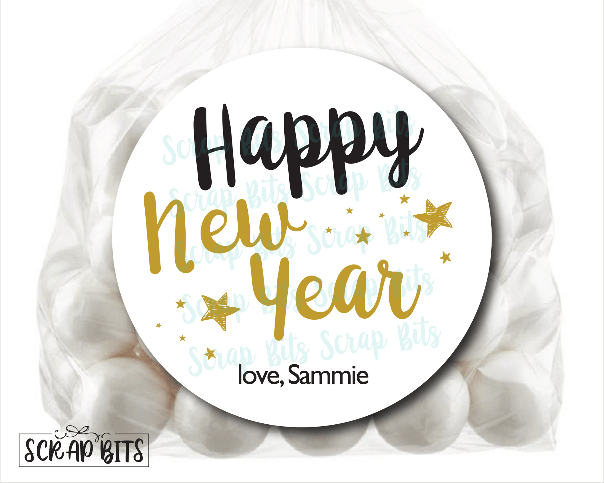 Happy New Year Stickers or Tags - Scrap Bits