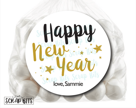 Happy New Year Stickers or Tags - Scrap Bits