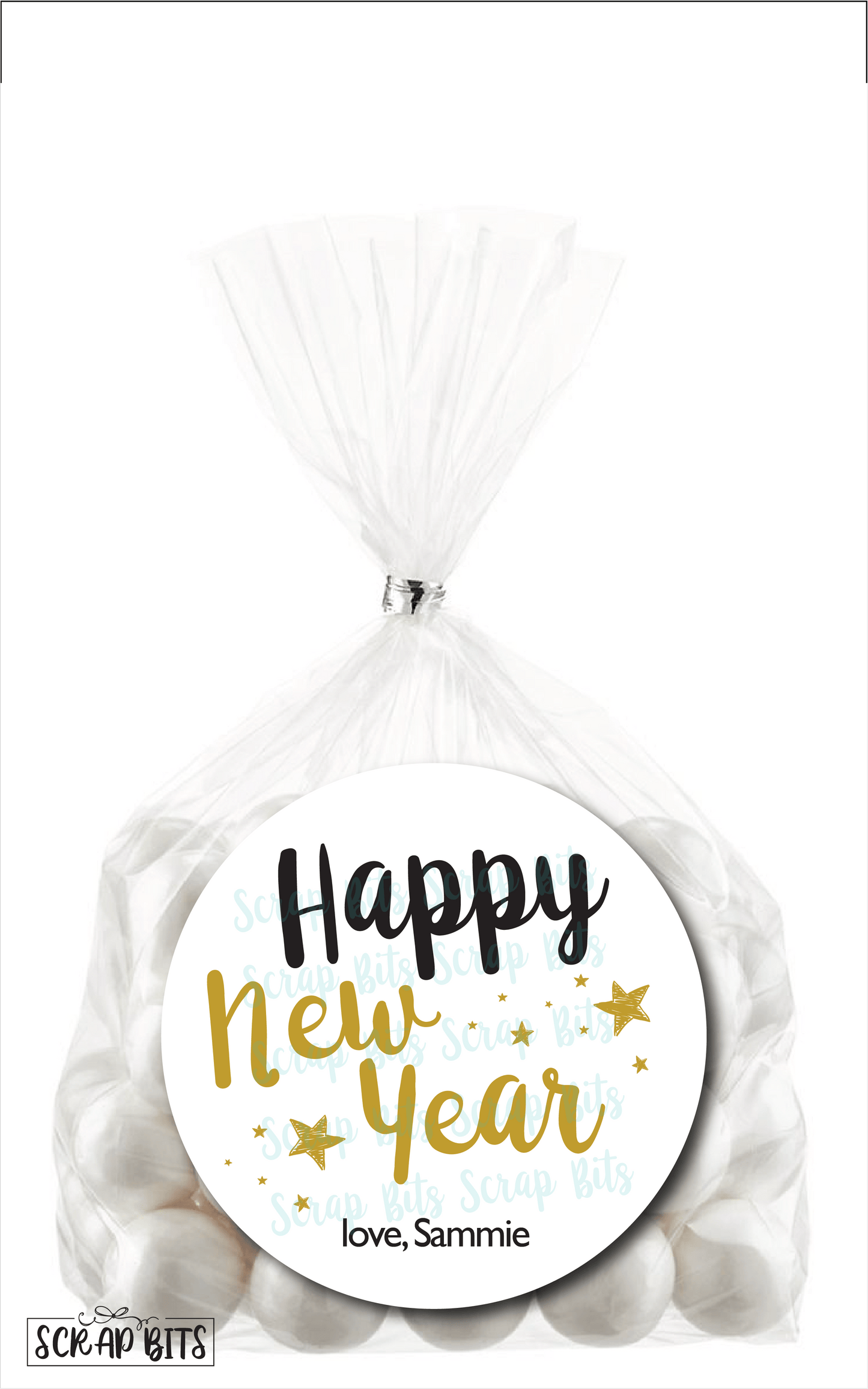 Happy New Year Stickers or Tags - Scrap Bits