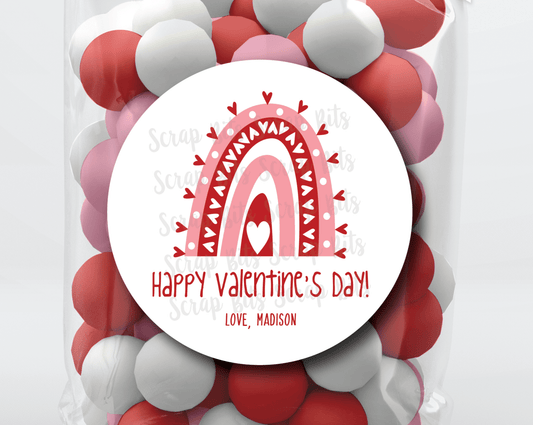 Heart Rainbow Valentine's Day Stickers or Tags - Scrap Bits