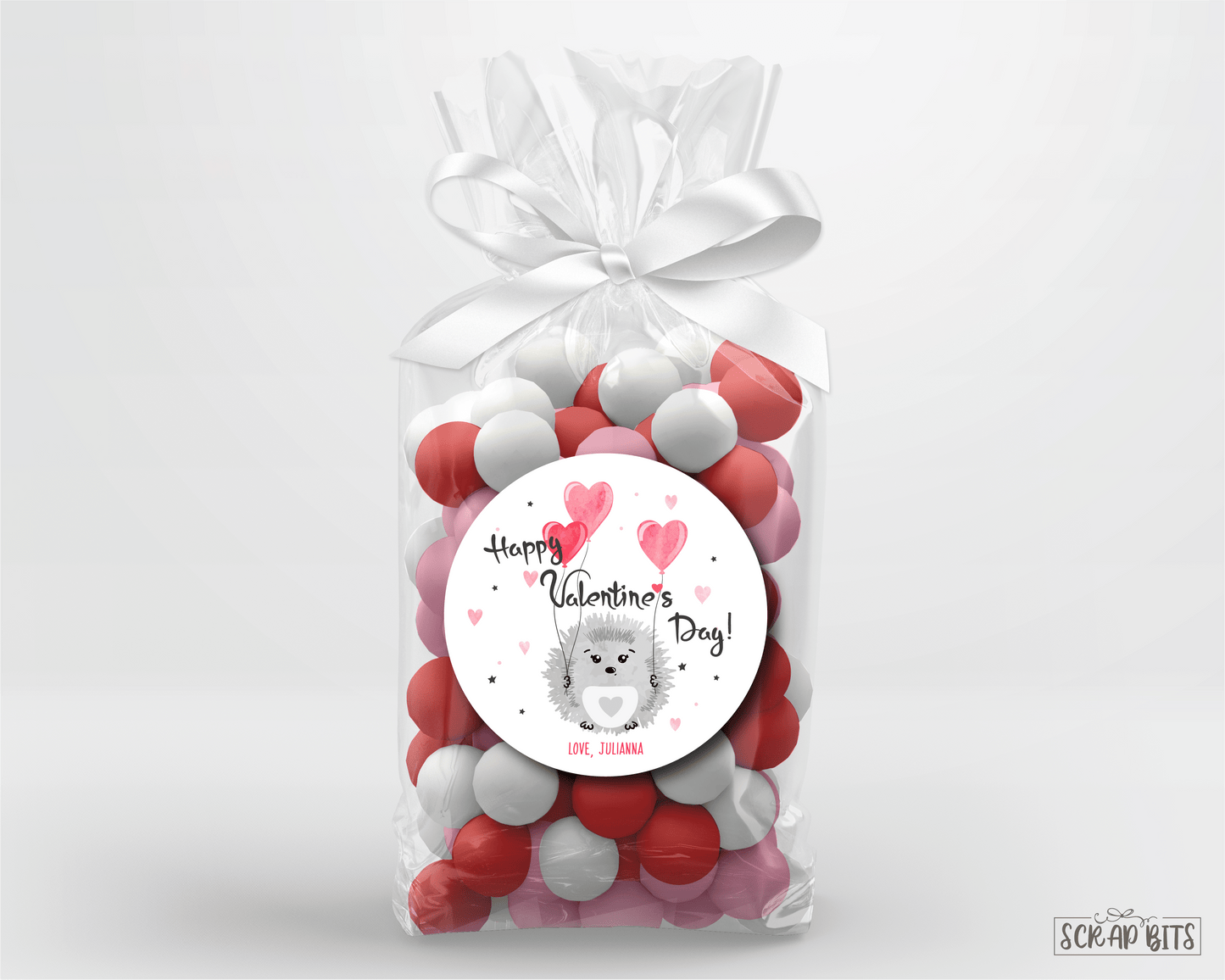 Hedgehog Valentine's Day Stickers or Tags - Scrap Bits