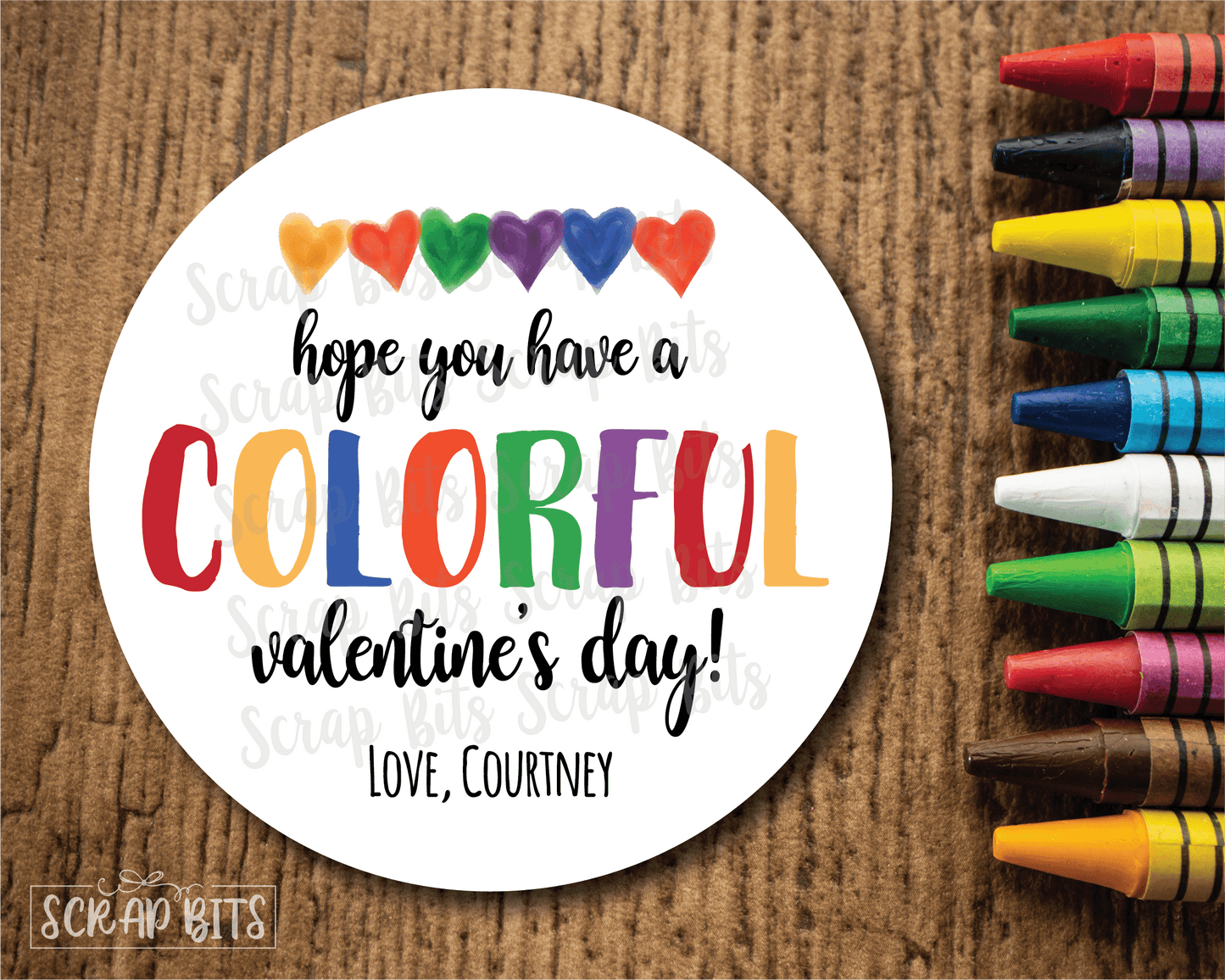 Hope You Have a Colorful Valentine's Day, Hearts . Valentine's Day Stickers or Tags - Scrap Bits