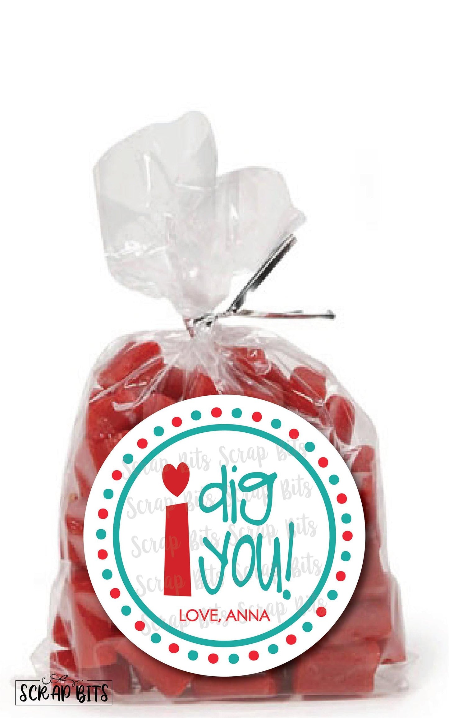 I Dig You Valentine . Valentine's Day Stickers or Tags - Scrap Bits