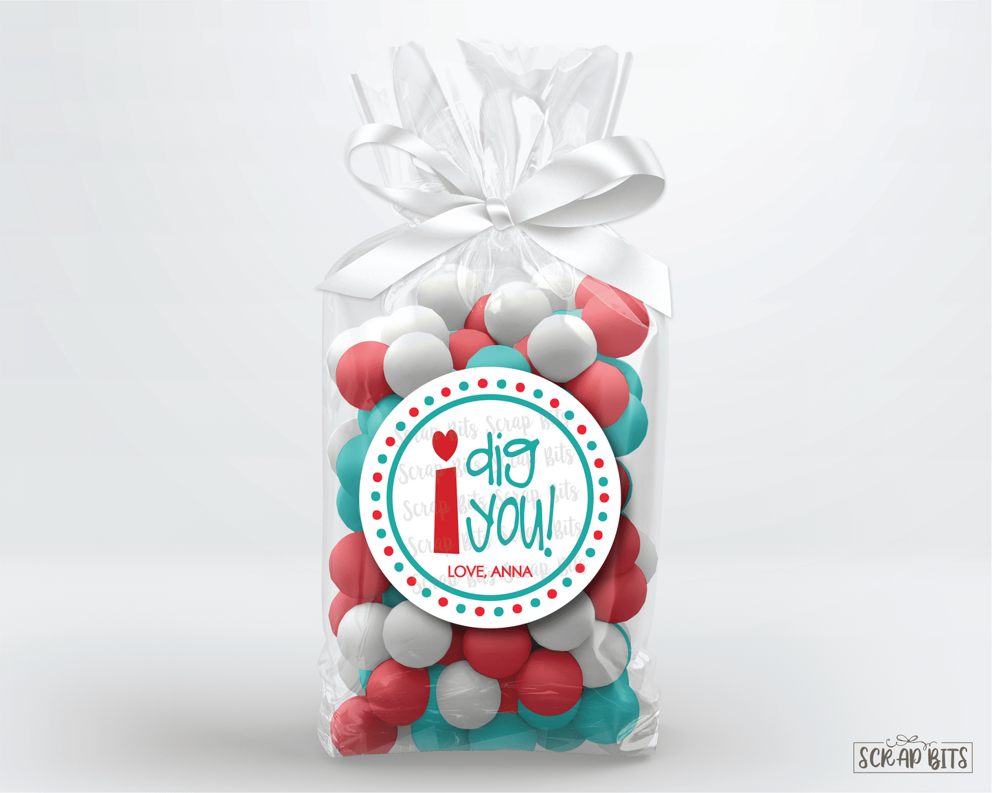 I Dig You Valentine . Valentine's Day Stickers or Tags - Scrap Bits