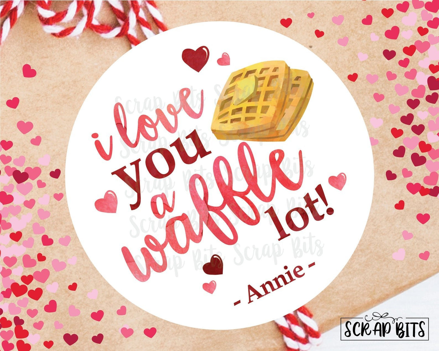 I Like You A Waffle Lot . Valentine's Day Stickers or Tags - Scrap Bits