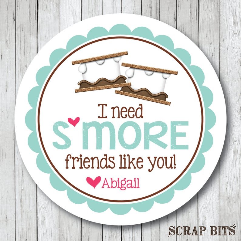 I Need S'more Friends Like You . Smore Stickers . Valentine's Day Stickers or Tags - Scrap Bits