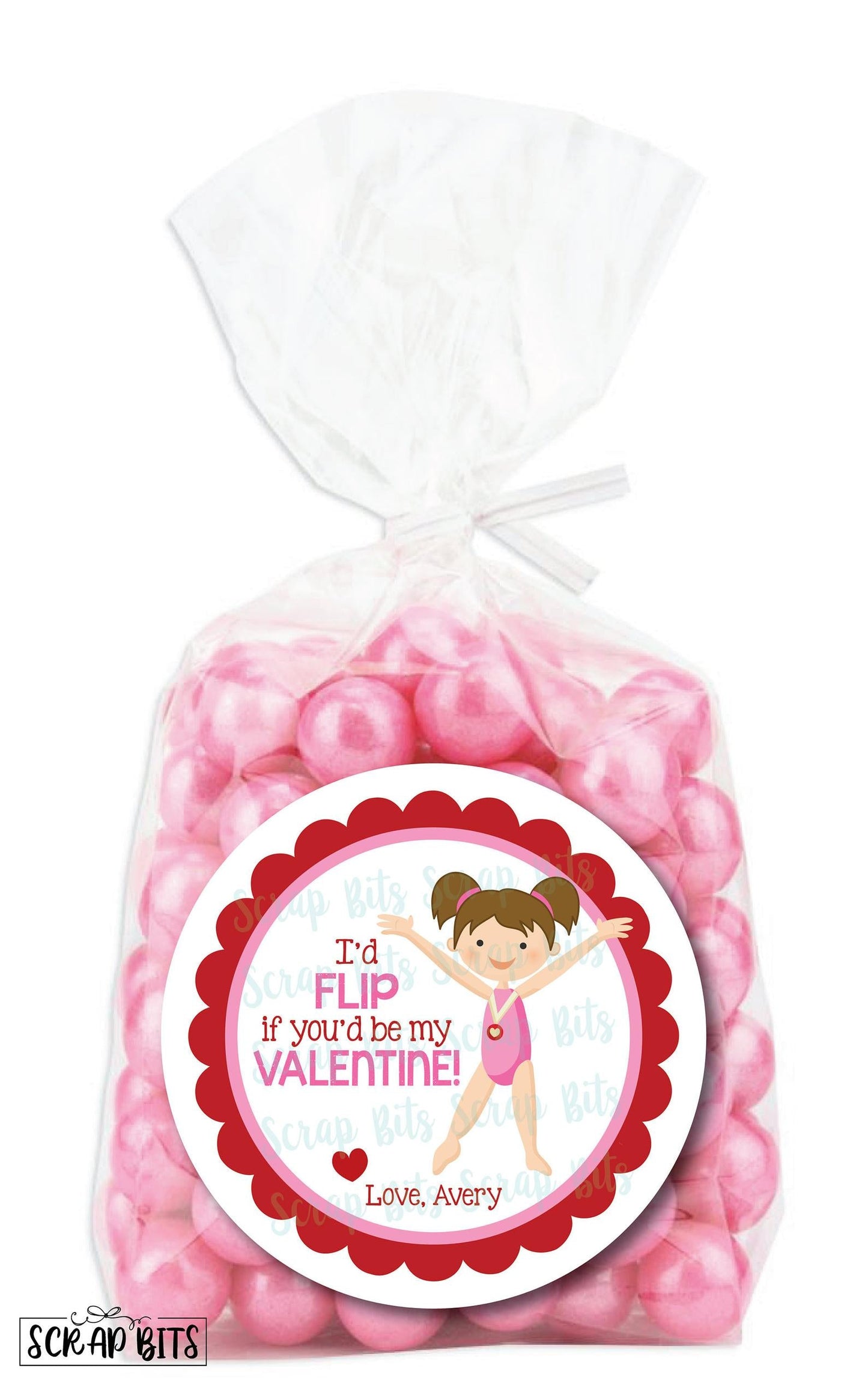 I'd Flip For You Gymnast Valentines . Valentine's Day Stickers or Tags - Scrap Bits