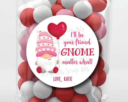 I'll Be Your Friend GNOME Matter What . Valentine's Day Stickers or Tags - Scrap Bits