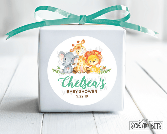 Jungle Animals . Baby Shower Stickers or Tags - Scrap Bits
