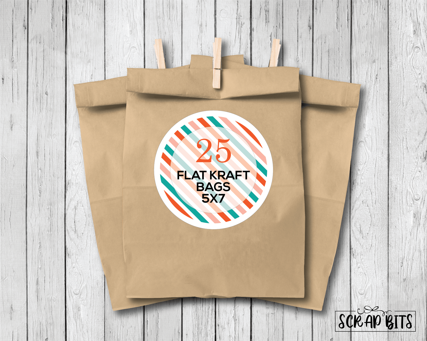 Kraft Favor Bags . Flat Kraft Bags (Medium) . 5" x 7.5" - Scrap Bits