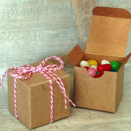 Kraft Pinstripe Gift Boxes, 2x2x2 . 25 Kraft Boxes - Scrap Bits