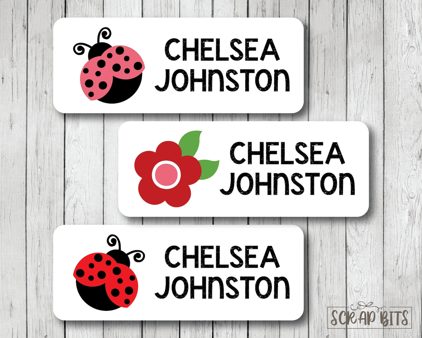 Ladybug Name Labels . Personalized Belonging Labels - Scrap Bits
