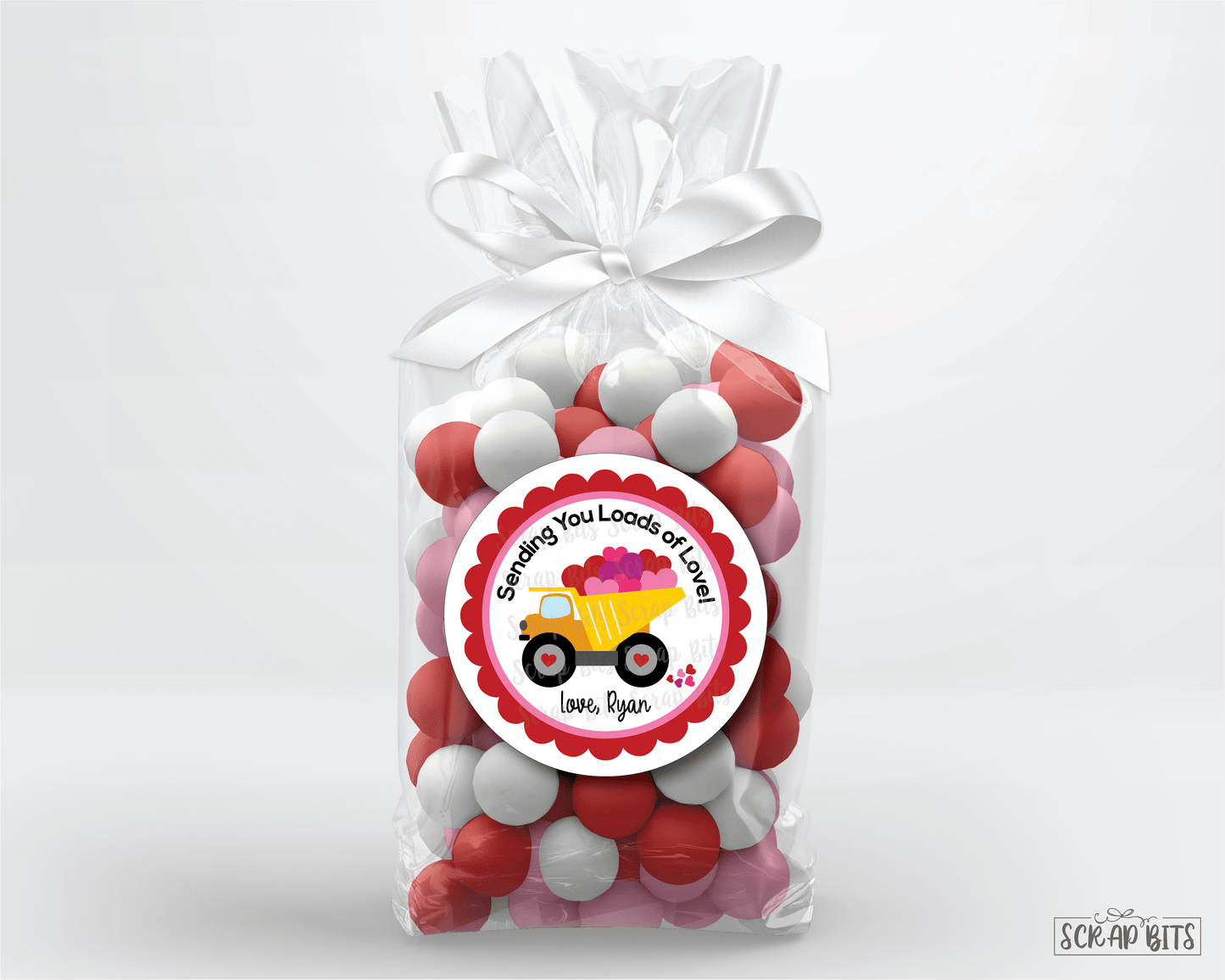 Loads of Love Dump Truck Valentine . Valentine's Day Stickers or Tags - Scrap Bits