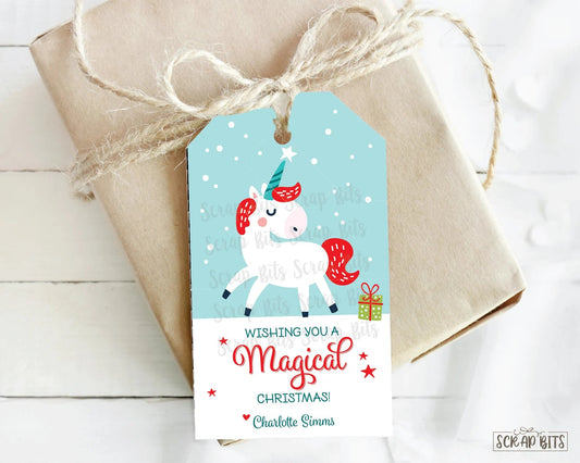 Magical Christmas Unicorn Tags . Personalized Christmas Gift Tags - Scrap Bits