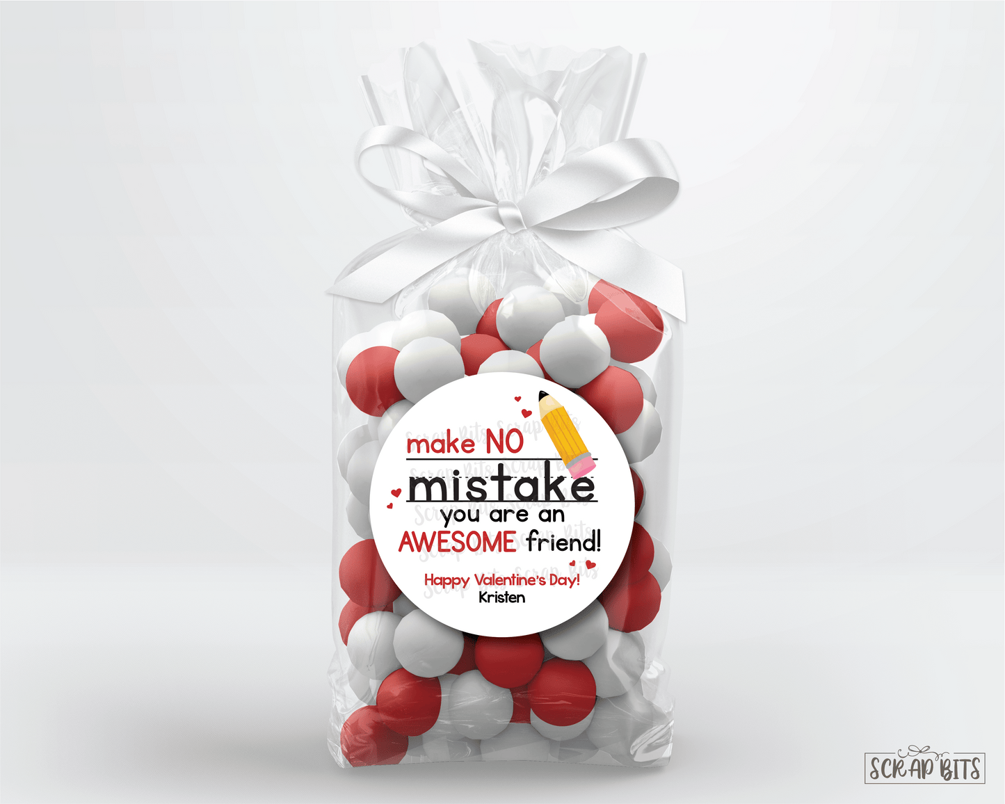 Make No Mistake About It . Friend School Pencil Valentine's Day Stickers or Tags - Scrap Bits
