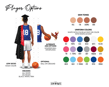 Male Basketball Graduation Print . Custom Digital Portrait Print - Scrap Bits