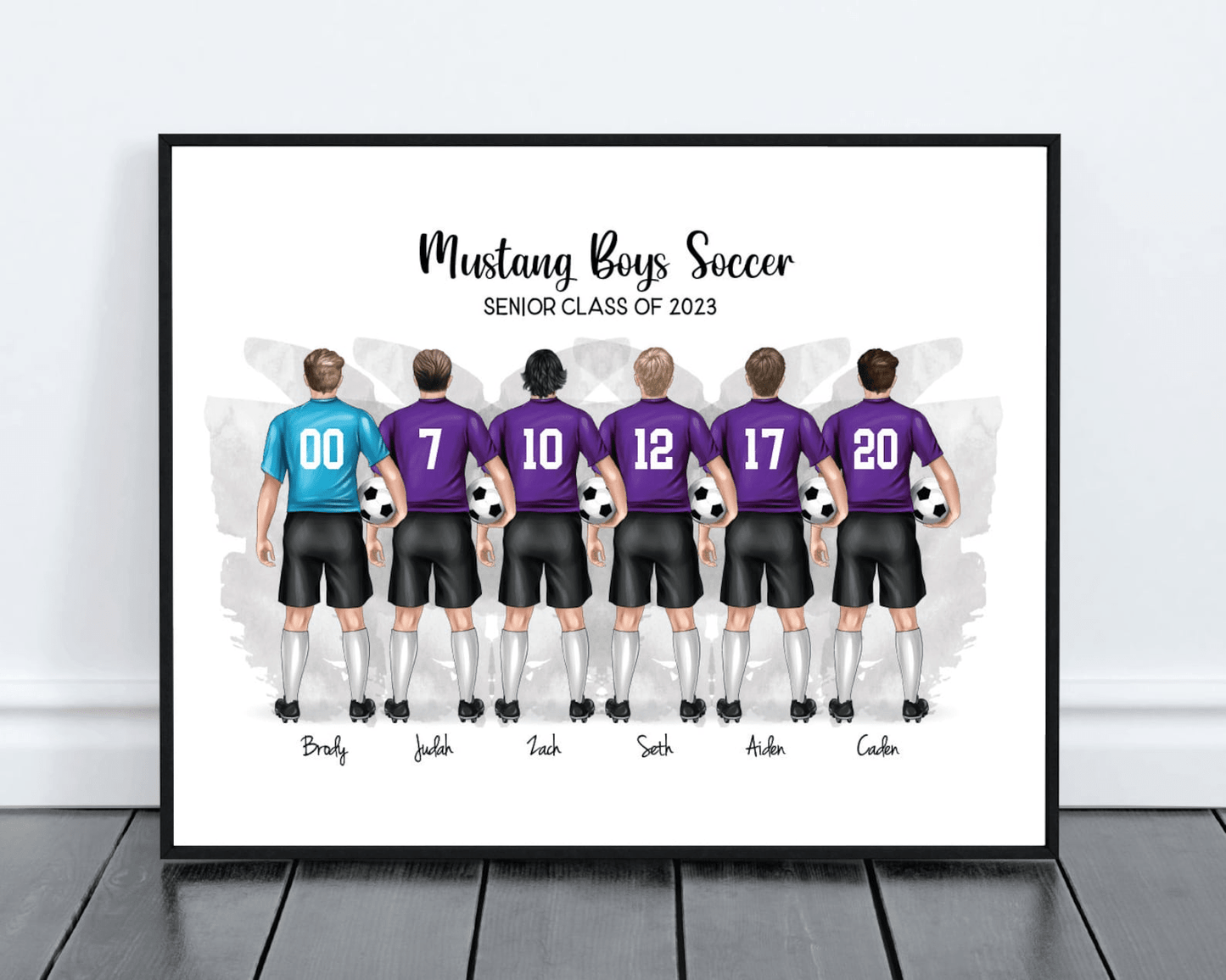 Male Soccer Team Print, Custom Soccer Team Gift . Personalized Digital Portrait Print - Scrap Bits