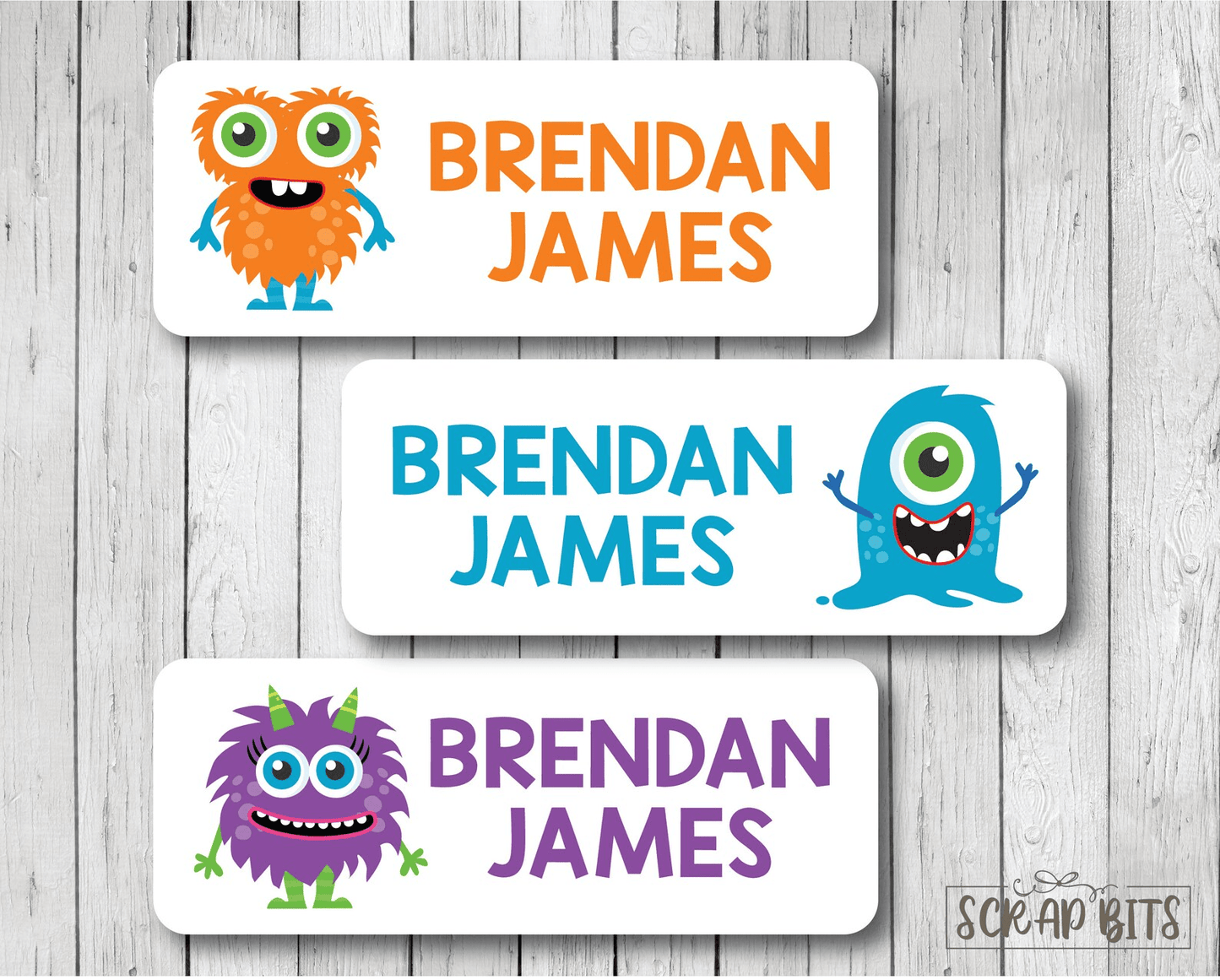Monster Name Labels . Personalized Belonging Labels - Scrap Bits