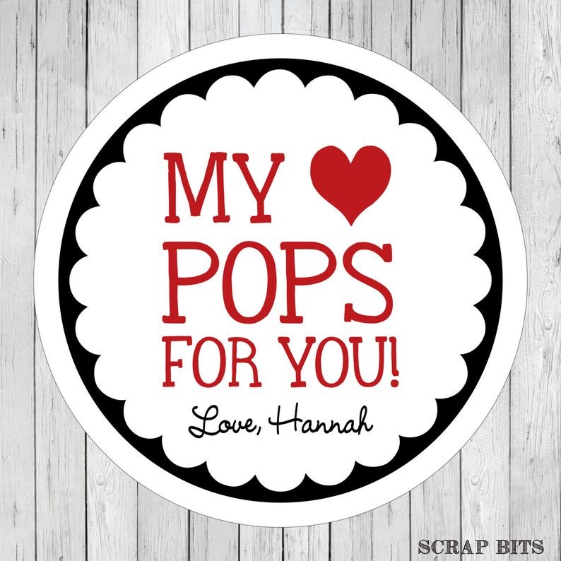 My Heart Pops for You Valentines . Valentine's Day Stickers or Tags - Scrap Bits