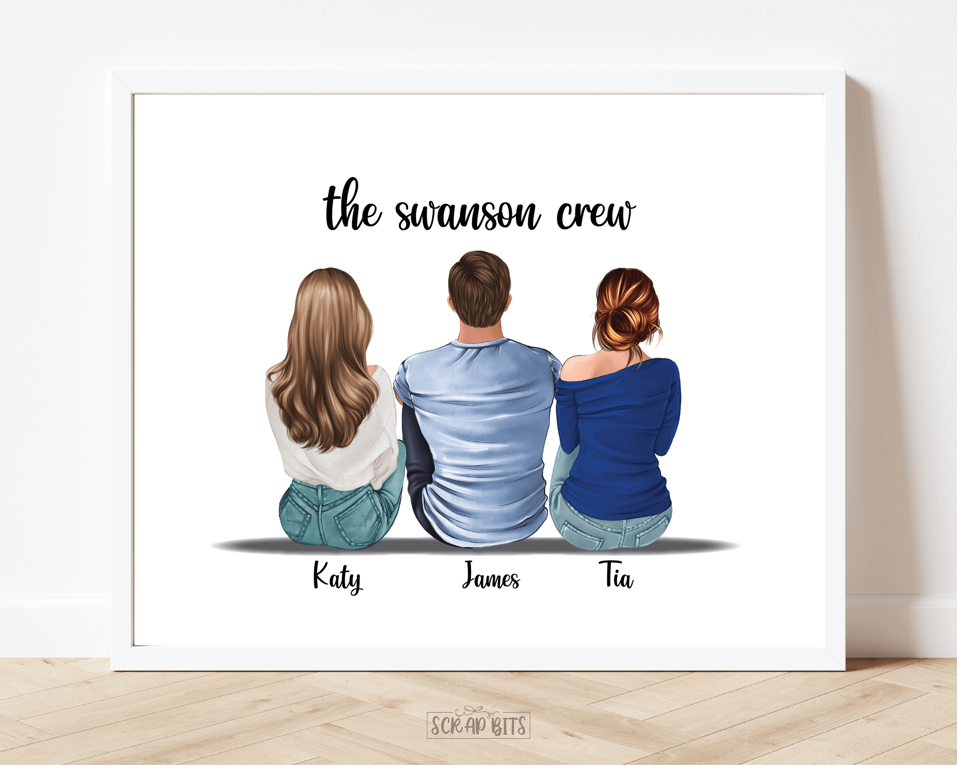 My People Friendship Print, Sitting Best Friends Print, Personalized Gift For Friends . Personalized Digital Portrait Print - Scrap Bits