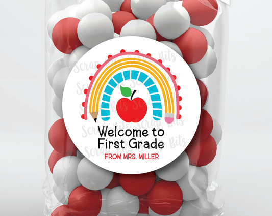 Pencil Rainbow Back To School Stickers or Tags . Any Grade - Scrap Bits