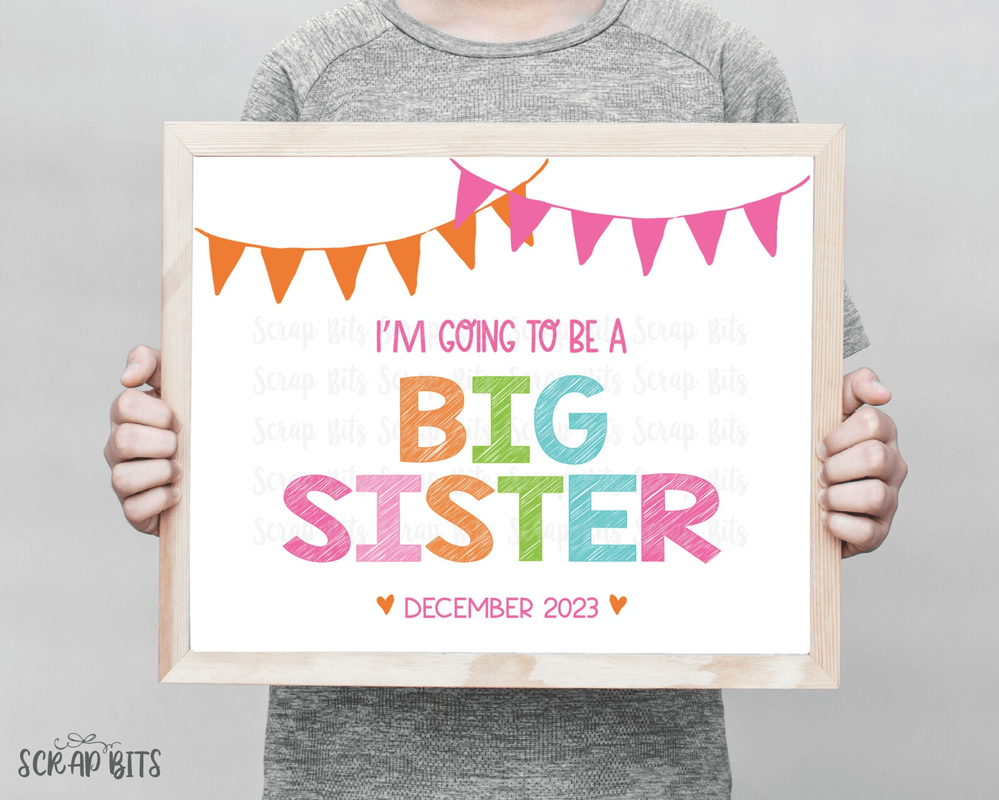 Personalized Big Sister Buntings Print - Scrap Bits