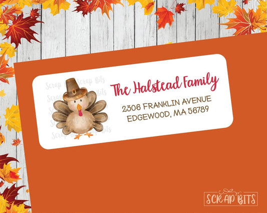 Pilgrim Turkey Address Labels . Thanksgiving Address Labels - Scrap Bits