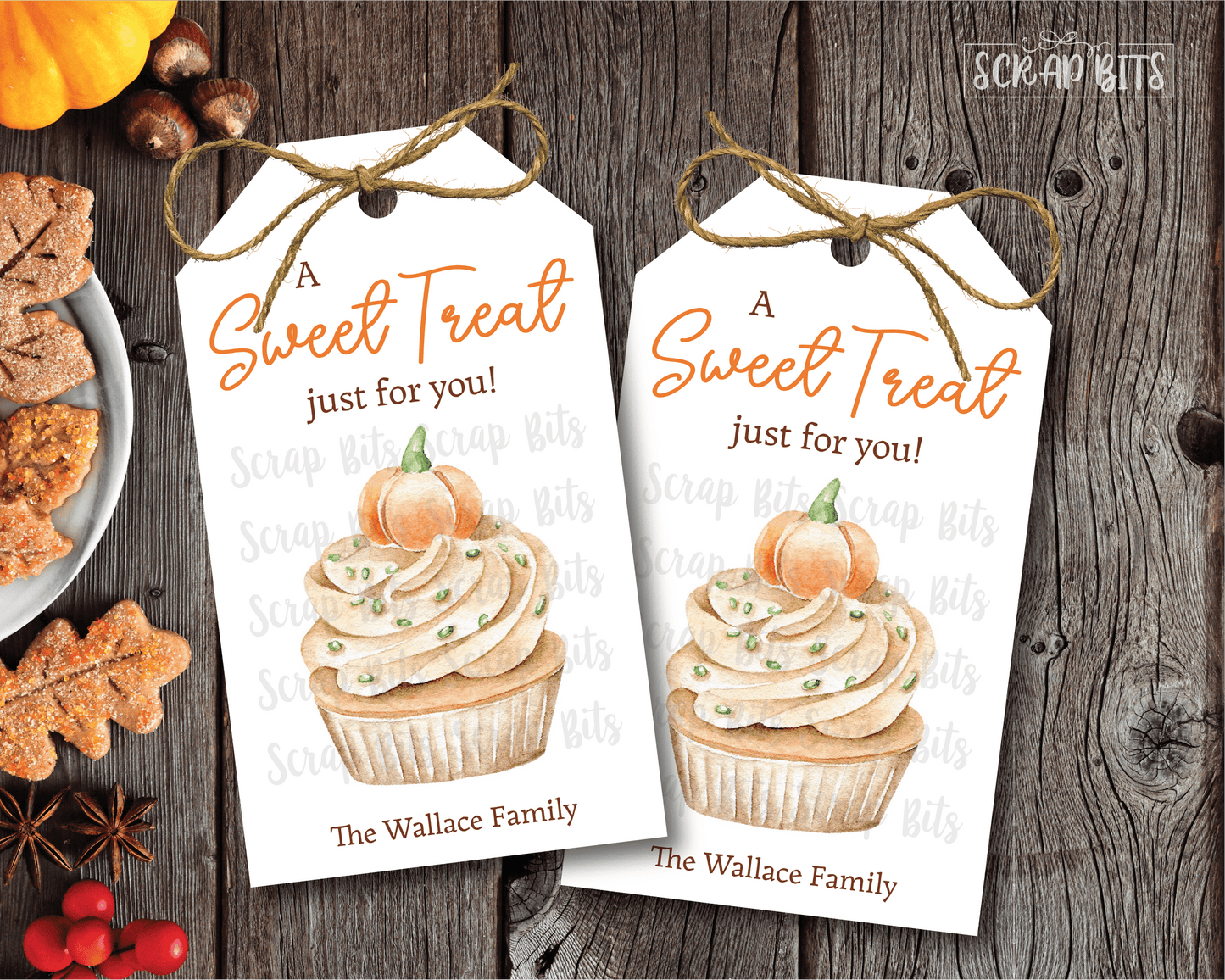 Pumpkin Cupcake Sweet Treat Tags . Fall Treat Bag Tags - Scrap Bits