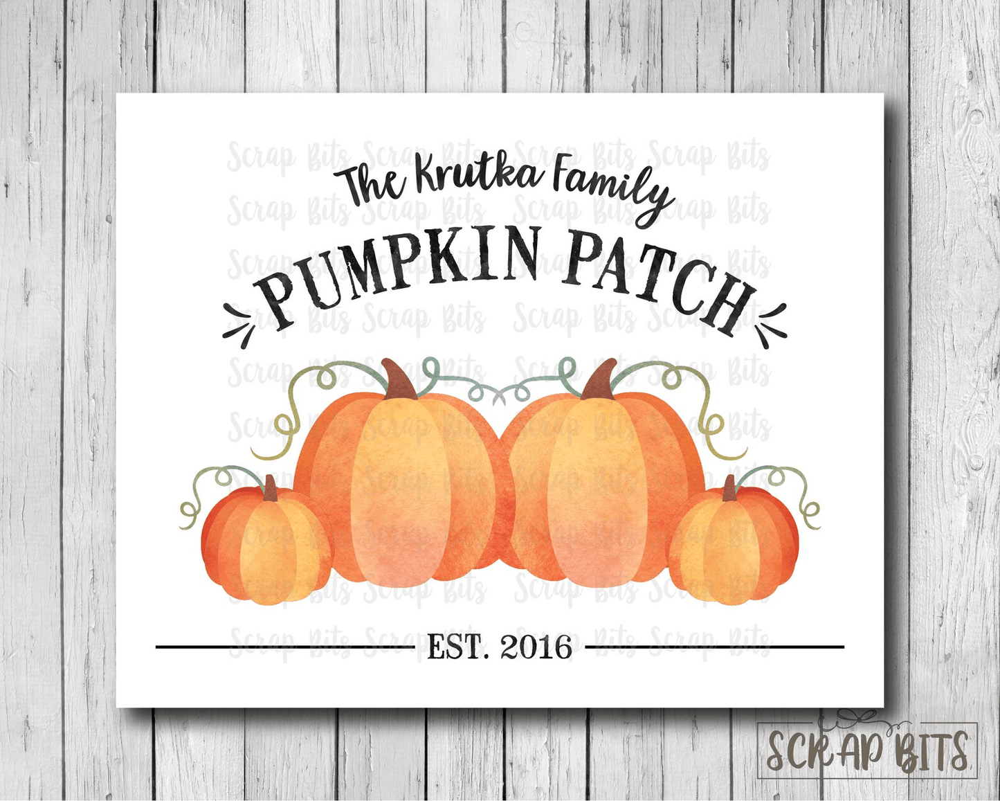 Pumpkin Family Print, Pumpkin Patch Print . 5 Digital Print Sizes - Scrap Bits