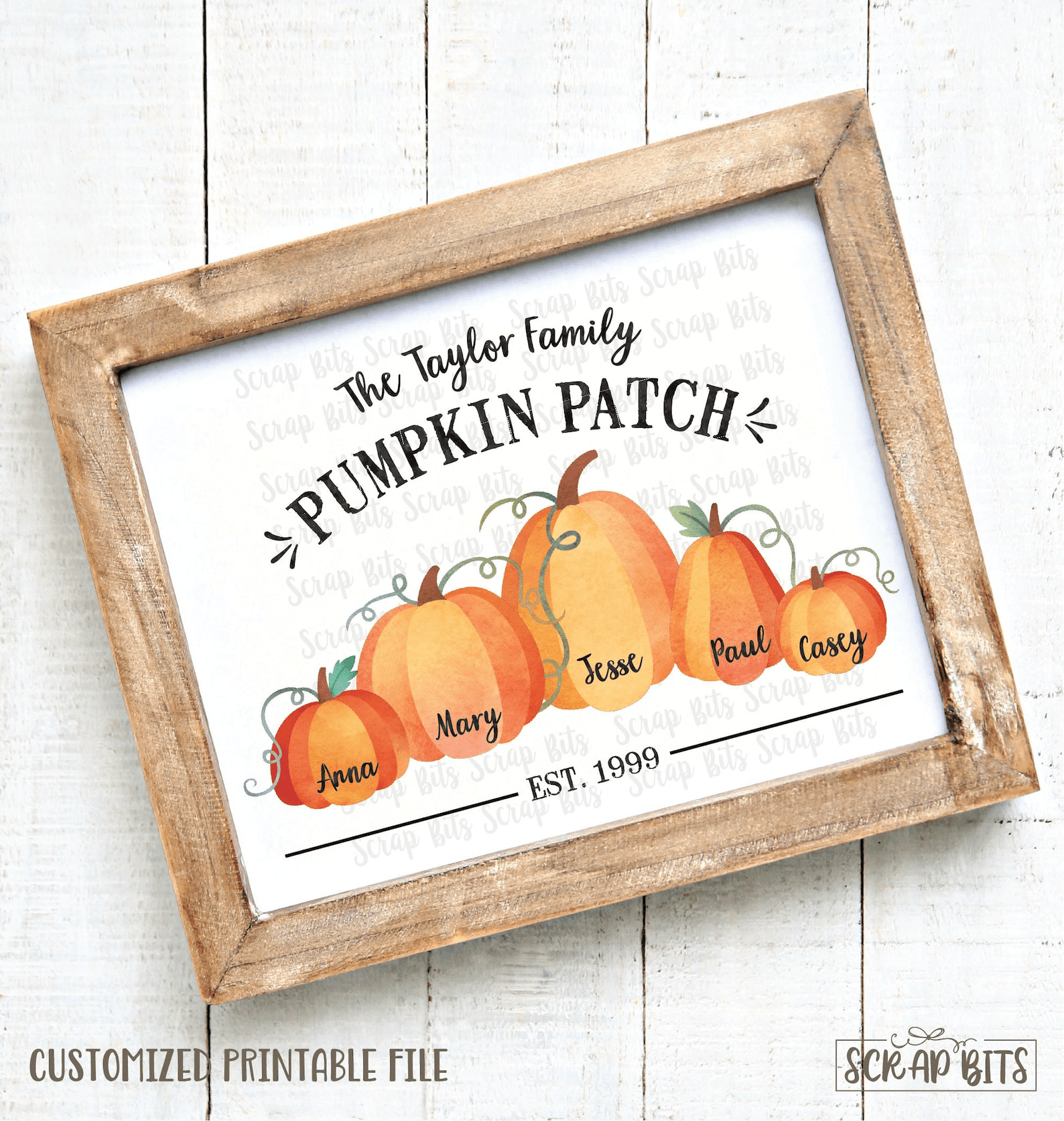 Pumpkin Family Print, Pumpkin Patch Print . 5 Digital Print Sizes - Scrap Bits