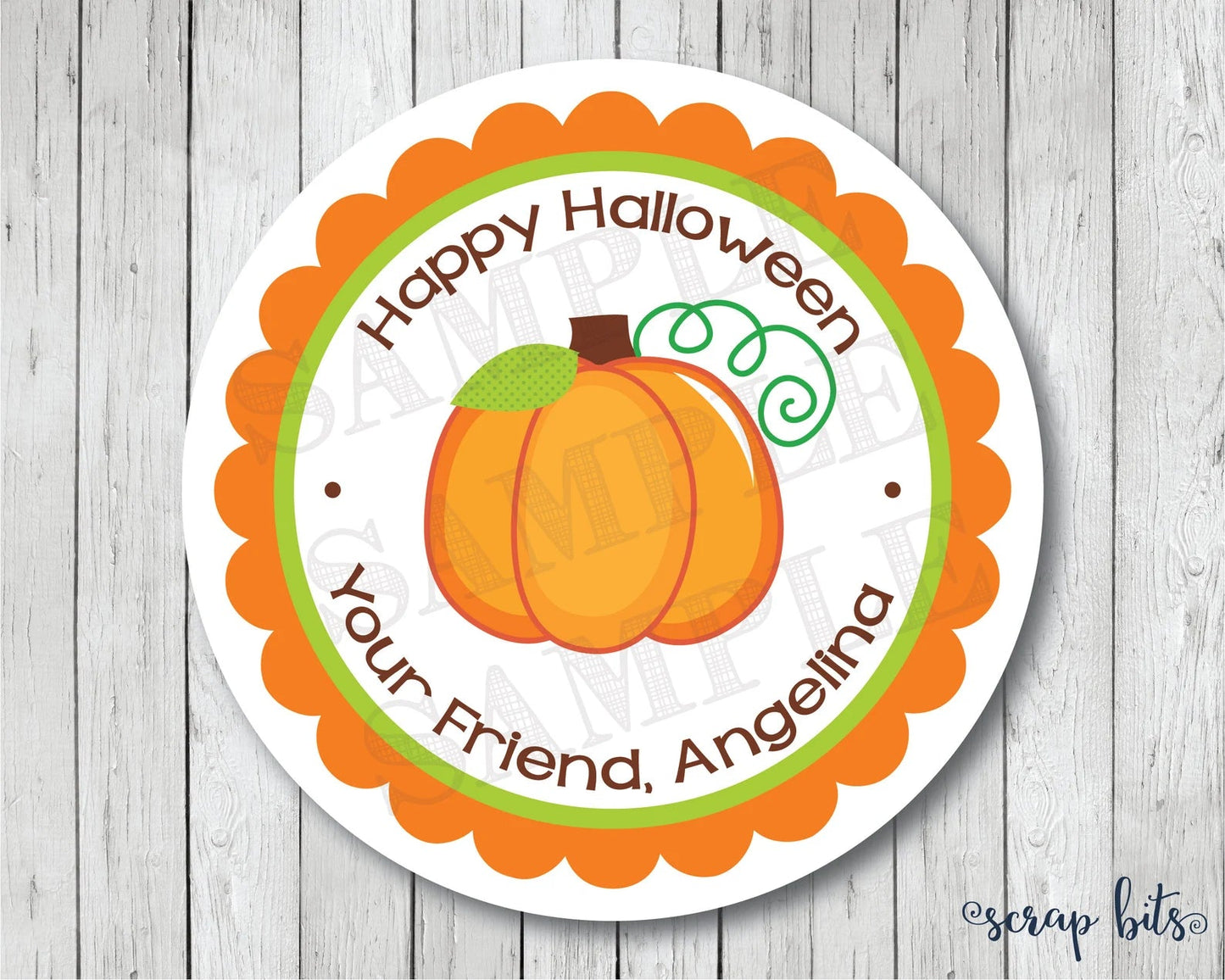 Pumpkin Halloween Treat Bag Stickers or Tags - Scrap Bits