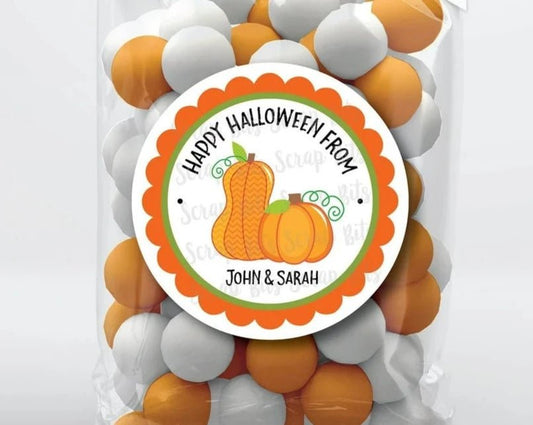 Pumpkin Patch Scallop Halloween Treat Bag Stickers or Tags - Scrap Bits